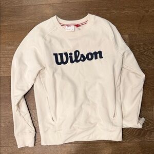 Wilson Men’s Cream Crewneck with Navy Logo